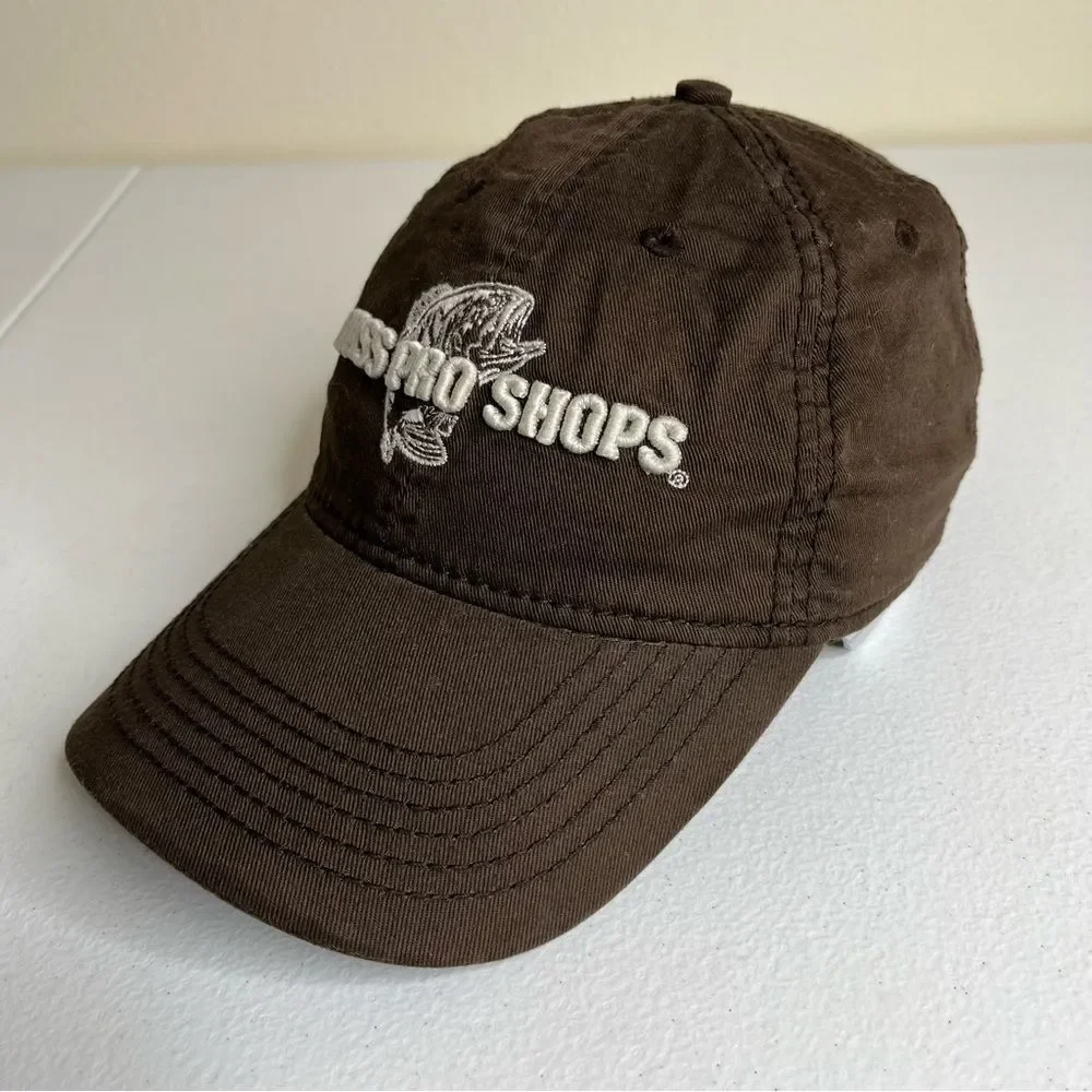 Bass Pro Shops Brown Embroidered Snapback 6 Panel Low Profile Ball Cap Hat OSFA
